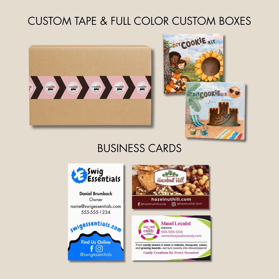 Custom packaging tape and boxes